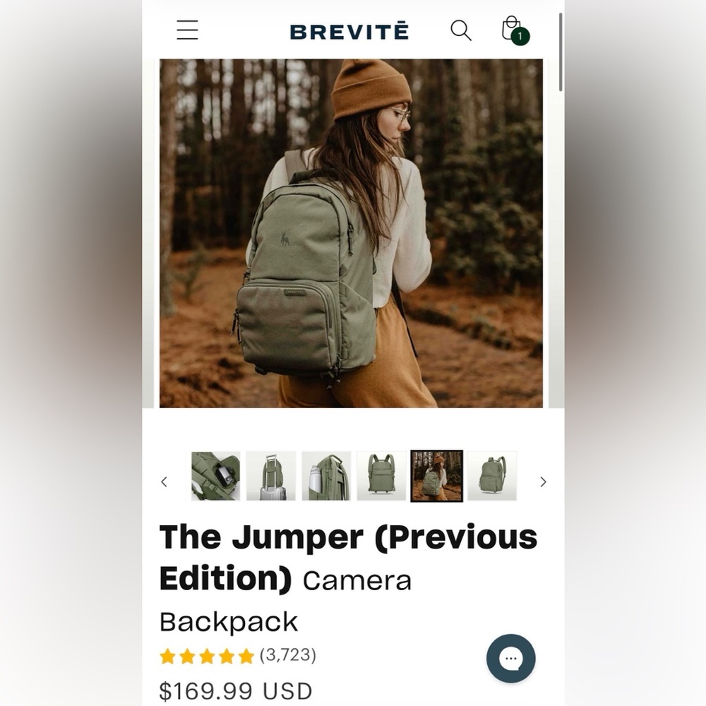 EUC BREVITE JUMPER BACKPACK TRAVEL CAMERA BAG pine green regular size